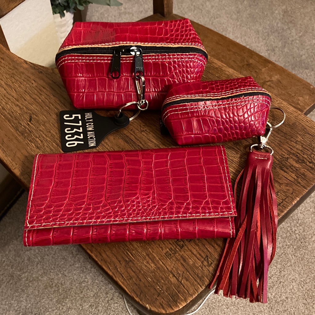 Holy Cow Couture Croc Bandit Wallet, Mini & Baby Buckaroo & Tassel Bundle W/Db